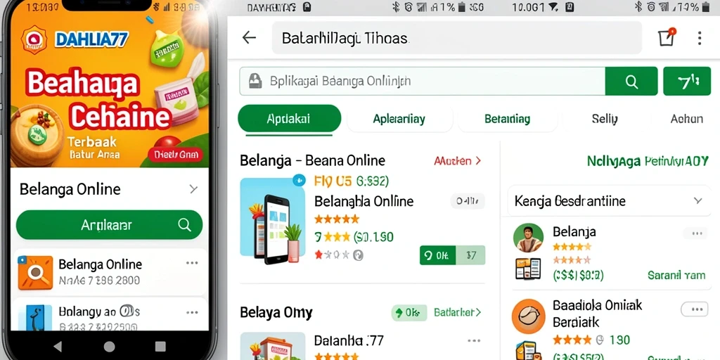 Tampilan utama aplikasi DAHLIA77 untuk belanja online.