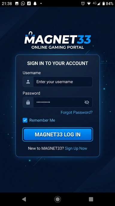 Tampilan halaman login magnet33